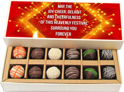 

Chocholik Diwali Sweets - May The Joy,cheer Of This Festival Surround You Forever - Dark, Milk, White Chocolate Truffles - 12pc Truffles(180 g)