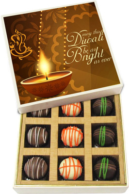 

Chocholik Diwali Sweets - May This Diwali Be As Bright As Ever - Dark, Milk, White Chocolate Truffles - 9pc Truffles(135 g)