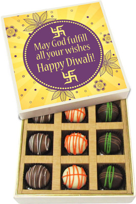

Chocholik Diwali Sweets - May God Fulfill All Your Wishes - Dark, Milk, White Chocolate Truffles - 9pc Truffles(135 g)
