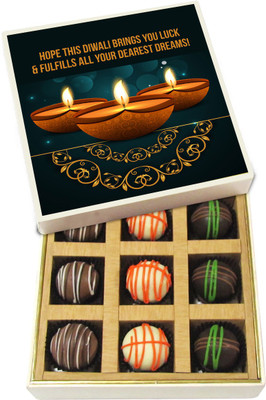 

Chocholik Diwali Sweets - Hope This Diwali Brings You Luck - Dark, Milk, White Chocolate Truffles - 9pc Truffles(135 g)