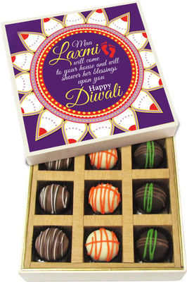 

Chocholik Diwali Sweets - May Lakshmi Will Come To Your House - Dark, Milk, White Chocolate Truffles - 9pc Truffles(135 g)