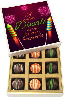 

Chocholik Diwali Sweets - A Warm Diwali Wish For Every Happiness - Dark, Milk, White Chocolate Truffles - 9pc Truffles(135 g)