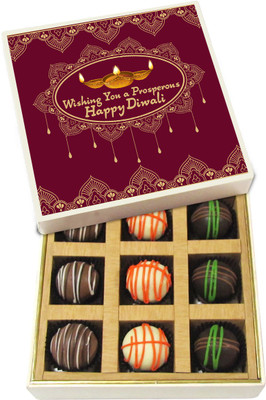

Chocholik Diwali Sweets - Prosperous Happy Diwali - Dark, Milk, White Chocolate Truffles - 9pc Truffles(135 g)