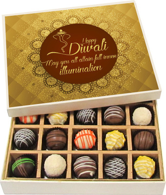

Chocholik Diwali Sweets - May You All Attain Full Inner Illumination - Dark, Milk, White Chocolate Truffles - 20pc Truffles(300 g)