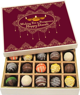 

Chocholik Diwali Sweets - Prosperous Happy Diwali - Dark, Milk, White Chocolate Truffles - 20pc Truffles(300 g)