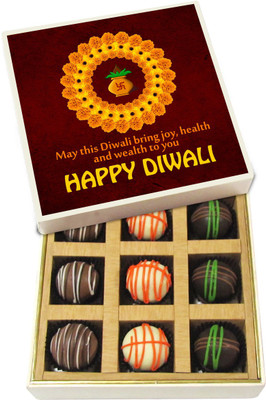 

Chocholik Diwali Sweets - May This Diwali Bring Joy And Wealth To You - Dark, Milk, White Chocolate Truffles - 9pc Truffles(135 g)