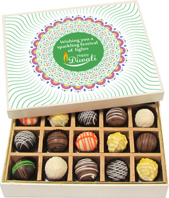 

Chocholik Diwali Sweets - Wishing You Sparkling Festival - Dark, Milk, White Chocolate Truffles - 20pc Truffles(300 g)