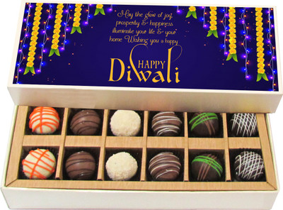 

Chocholik Diwali Sweets - May The Glow Of Joy - Dark, Milk, White Chocolate Truffles - 12pc Truffles(180 g)