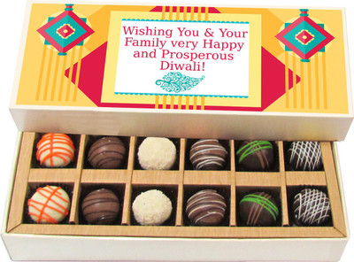 

Chocholik Diwali Sweets - Wishing You And Your Family - Dark, Milk, White Chocolate Truffles - 12pc Truffles(180 g)