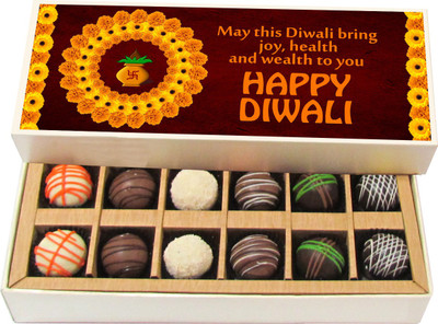 

Chocholik Diwali Sweets - May This Diwali Bring Joy And Wealth To You - Dark, Milk, White Chocolate Truffles - 12pc Truffles(180 g)