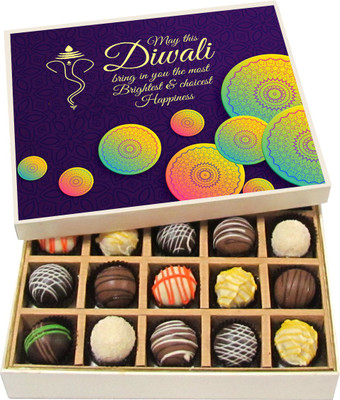 

Chocholik Diwali Sweets - May This Diwali Bring In You The Most Brightest - Dark, Milk, White Chocolate Truffles - 20pc Truffles(300 g)