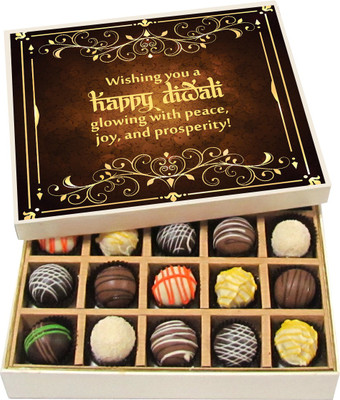

Chocholik Diwali Sweets - Wishing You A Happy Diwali Glowing With Peace - Dark, Milk, White Chocolate Truffles - 20pc Truffles(300 g)
