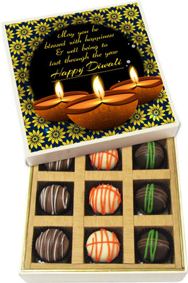 

Chocholik Diwali Sweets - May You Be Blessed With Happiness & Well Being - Dark, Milk, White Chocolate Truffles - 9pc Truffles(135 g)