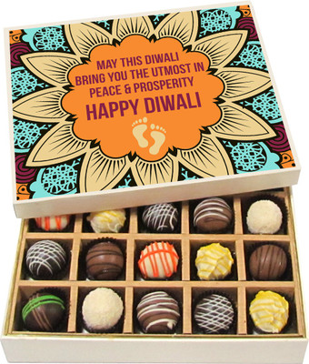 

Chocholik Diwali Sweets - May This Diwali Bring You The Utmost In Prosperity - Dark, Milk, White Chocolate Truffles - 20pc Truffles(300 g)