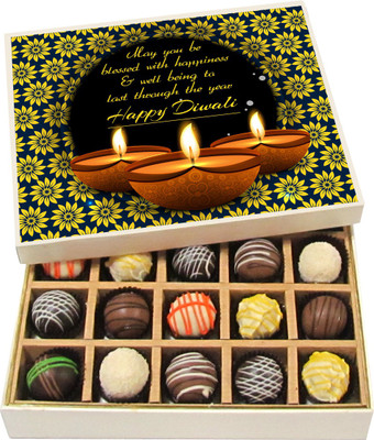 

Chocholik Diwali Sweets - May You Be Blessed With Happiness & Well Being - Dark, Milk, White Chocolate Truffles - 20pc Truffles(300 g)