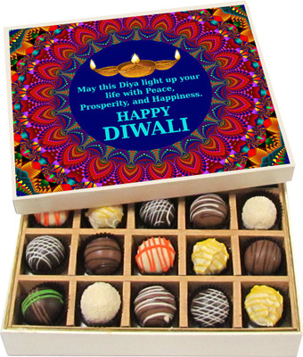 

Chocholik Diwali Sweets - May This Diya Light Up Your Life - Dark, Milk, White Chocolate Truffles - 20pc Truffles(300 g)