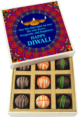 

Chocholik Diwali Sweets - May This Diya Light Up Your Life - Dark, Milk, White Chocolate Truffles - 9pc Truffles(135 g)
