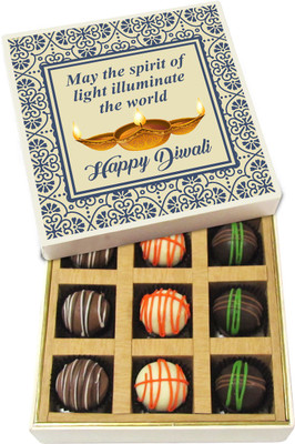 

Chocholik Diwali Sweets - May The Spirit Of Light Illuminate - Dark, Milk, White Chocolate Truffles - 9pc Truffles(135 g)