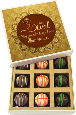 

Chocholik Diwali Sweets - May You All Attain Full Inner Illumination - Dark, Milk, White Chocolate Truffles - 9pc Truffles(135 g)