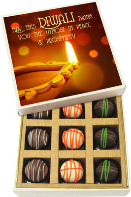 

Chocholik Diwali Sweets - May This Diwali Bring You The Utmost In Peace - Dark, Milk, White Chocolate Truffles - 9pc Truffles(135 g)