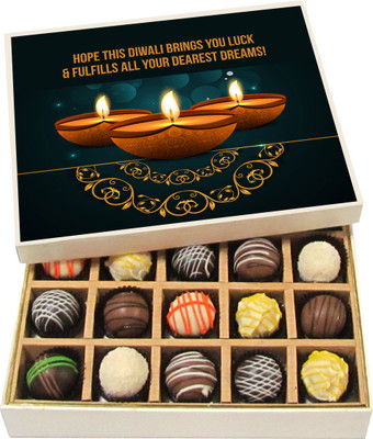 

Chocholik Diwali Sweets - Hope This Diwali Brings You Luck - Dark, Milk, White Chocolate Truffles - 20pc Truffles(300 g)