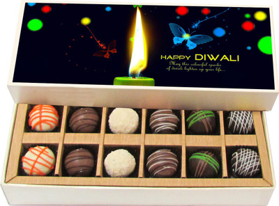 

Chocholik Diwali Sweets - May This Colorful Sparks Of Diwali Lighten Up Your Life - Dark, Milk, White Chocolate Truffles - 12pc Truffles(180 g)