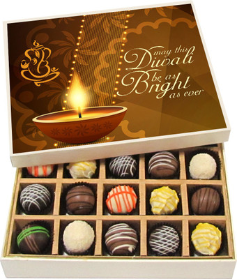 

Chocholik Diwali Sweets - May This Diwali Be As Bright As Ever - Dark, Milk, White Chocolate Truffles - 20pc Truffles(300 g)