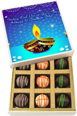 

Chocholik Diwali Sweets - Wishing Each One Of You A Very Happy Diwali - Dark, Milk, White Chocolate Truffles - 9pc Truffles(135 g)