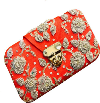 

Craftbazaar Party Orange Clutch
