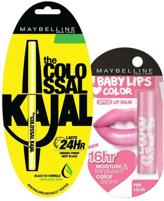 

Maybelline The Colossal Kajal Plus Baby Lips - Pink Lolita(Set of 2)