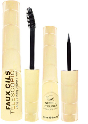 

Kiss Beauty Faux Cils Telescopic Long Lasting Mascara & Eyeliner(Set of 2)