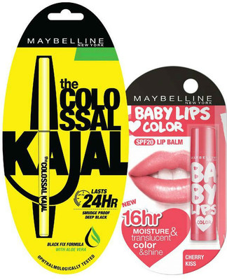 

Maybelline The Colossal Kajal Plus Baby Lips - Cherry Kiss(Set of 2)