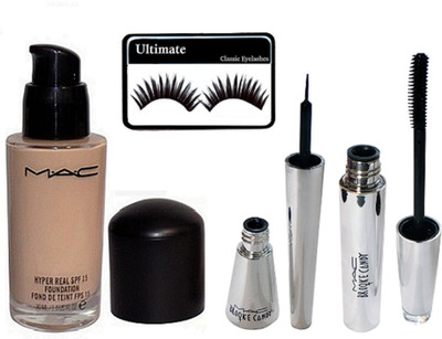 

Ultimate Eyelashes, Hyper Real SPF 15 Foundation, Brookcandy Eyeliner & Mascara(Set of 4)