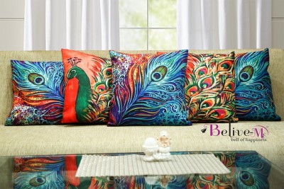 Belive-Me Printed Cushions Cover(Pack of 5, 40 cm*40 cm, Green)