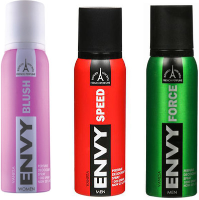 

ENVY FORCE DEODORANT 120 ML+SPEED DEODORANT 120 ML+BLUSH DEODORANT 120 ML Deodorant Spray - For Men & Women(120 ml, Pack of 3)