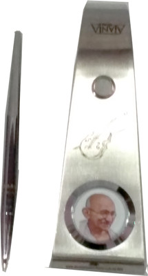 

A-Mart™ 0 Compartments Stainless Steel Table Piece with Pen Holder and Mahatma Gandhi Amblem(Silver)