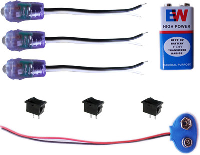 

Kit4curious 3 Project LED Light with 9v Battery, Connector, Switch Educational Electronic Hobby Kit