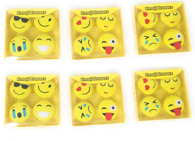 

Parteet Fancy Smily Eraser-Pack of 6 Pcs for Birthday Party Return Gifts for Kids Non-Toxic Eraser(Yellow)