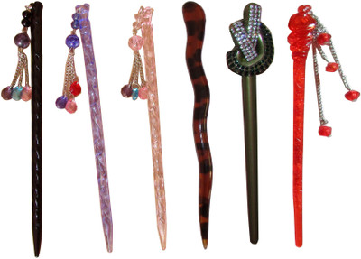 

Piyaty Combo of Multi Color Juda Sticks Bun Stick(Multicolor)