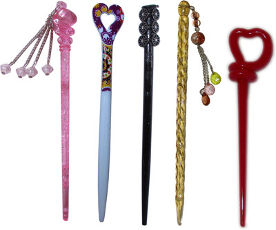 

Piyaty Combo of Multi Color Juda Sticks Bun Stick(Multicolor)