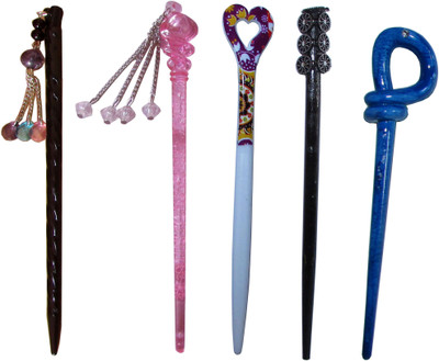 

MOHABAT Combo of Multi Color Juda Sticks Bun Stick(Multicolor)