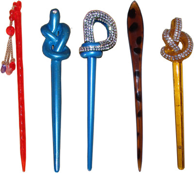 

Juio Combo of Multi Color Juda Sticks Bun Stick(Multicolor)