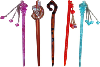 

CHARM Combo of Multi Color Juda Sticks Bun Stick(Multicolor)