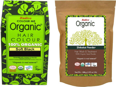 

RADICO 100%ORGANIC SOFT BLACK HAIR COLOR & SHIKAKAI POWDER(Set of 1)
