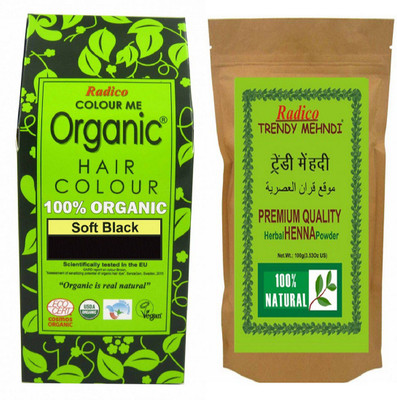 

RADICO Organic Soft Black + Herbal trendy Mehndi Hair Color(HENNA)