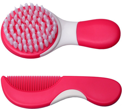 

Guru Kripa Baby Products ™ Presents Newborn Baby Comb & Soft Brush Set Grooming Hair Care Products For Babies & Infants Baby Brush (Pink)