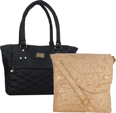 

Fillin Cart Shoulder Bag(Black, Beige), Beige;black