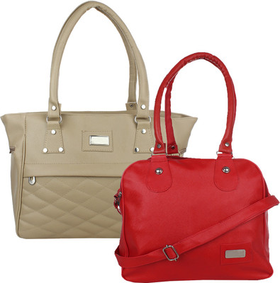 

Element Cart Hand-held Bag(Red, Beige), Beige;red