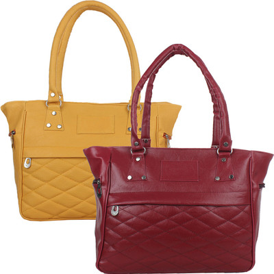 

Fillin Cart Hand-held Bag(Maroon, Beige), Beige;maroon