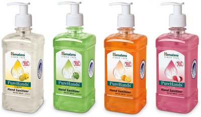 

Himalaya COMBO OF PURE HANDS MULTI FRAGRANCE SANITIZER, 500 ML PACK, SET OF 4 PACKS, ( LEMON, GREEN APPLE, ORANGE AND LITCHI FRAGRANCE)(2000 ml, Pump Dispenser, Pack of 4)